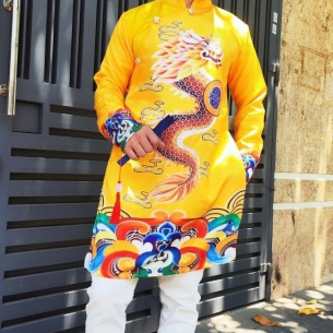 Áo Dài Vàng Rồng Đỏ