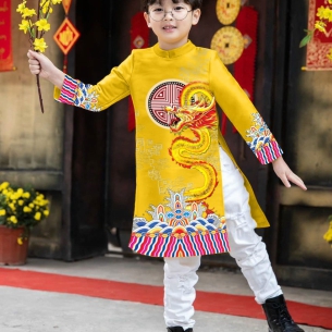 Áo Dài Ngày Xuân Rồng Vàng