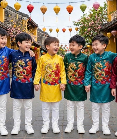 ÁO DÀI HỌA TIẾT LONG PHỤNG