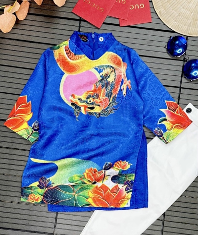 Áo Dài Rồng Hoa Sen 
