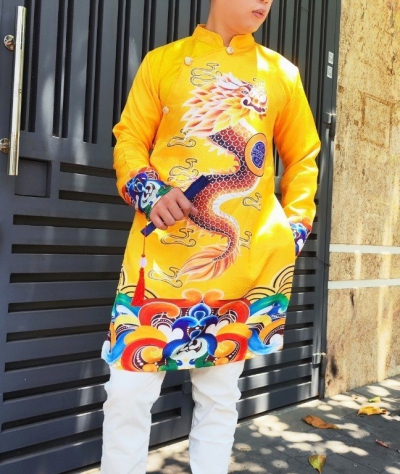 Áo Dài Vàng Rồng Đỏ