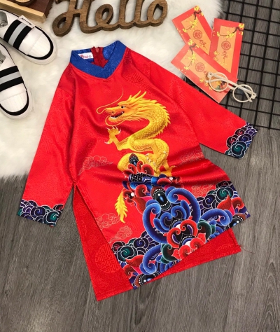 Áo Dài Đỏ Rông Vàng