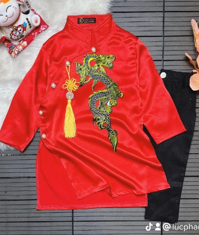 Áo Dài Nam Rồng Thêu 