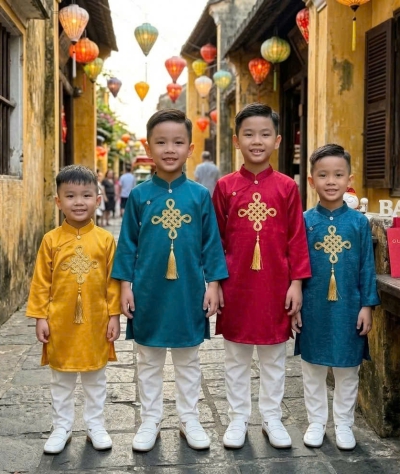 ÁO DÀI CÁCH TÂN ĐỒNG TÂM CHO BÉ