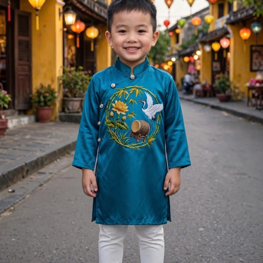 ÁO DÀI HỌA TIẾT SEN - HẠC