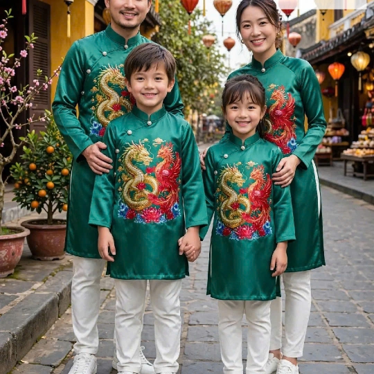 ÁO DÀI HỌA TIẾT LONG PHỤNG