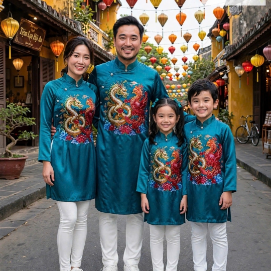 ÁO DÀI HỌA TIẾT LONG PHỤNG