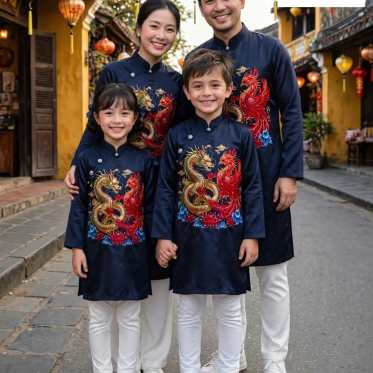 ÁO DÀI HỌA TIẾT LONG PHỤNG