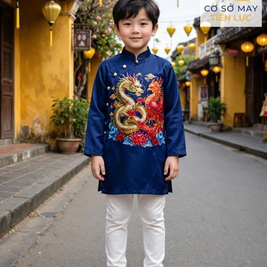 ÁO DÀI HỌA TIẾT LONG PHỤNG