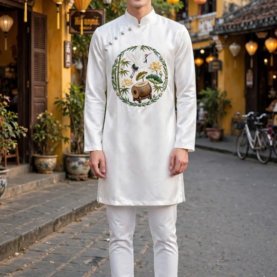 ÁO DÀI CÁCH TÂN CHIM HẠC - HOA SEN