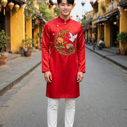 ÁO DÀI CÁCH TÂN CHIM HẠC - HOA SEN