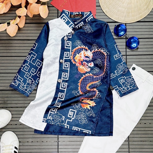 Áo Dài Rông Xanh Dương