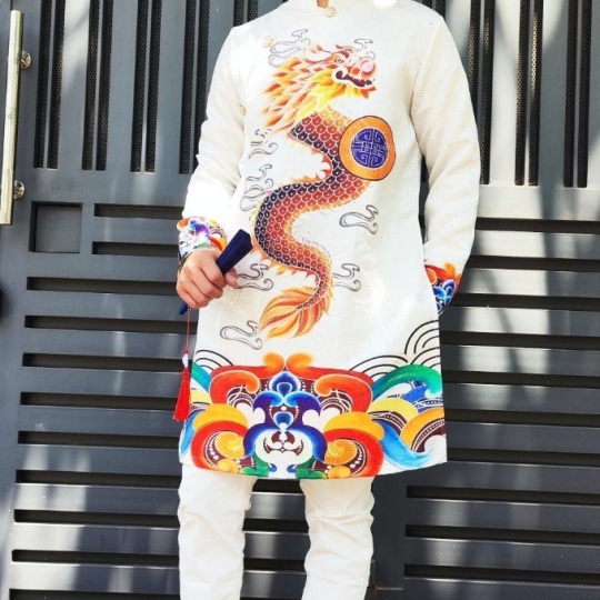 Áo Dài Vàng Rồng Đỏ