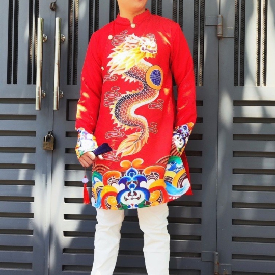 Áo Dài Vàng Rồng Đỏ