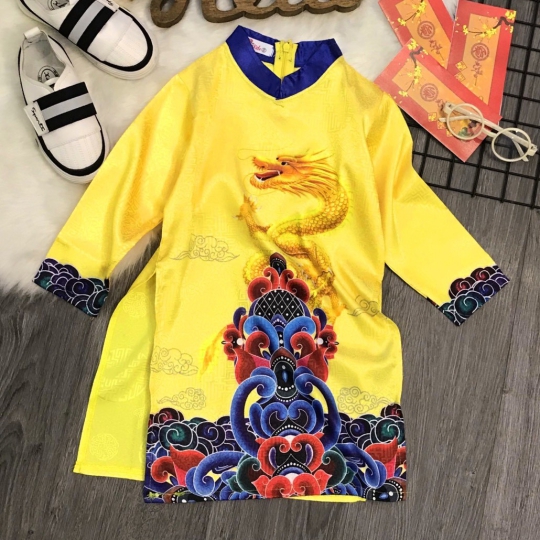 Áo Dài Đỏ Rông Vàng
