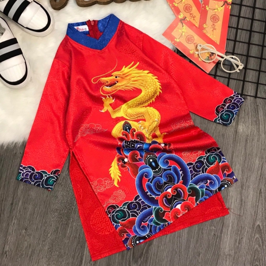 Áo Dài Đỏ Rông Vàng