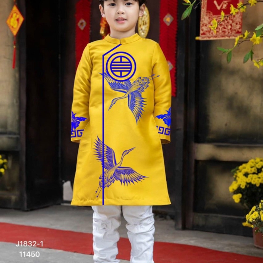 Áo Dài Trắng Hạt Vàng 