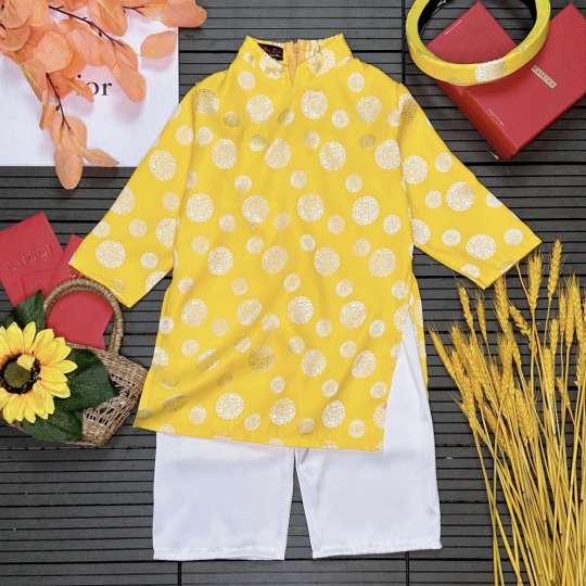 SET Áo Dài Bé Gái Đồng Tiền 