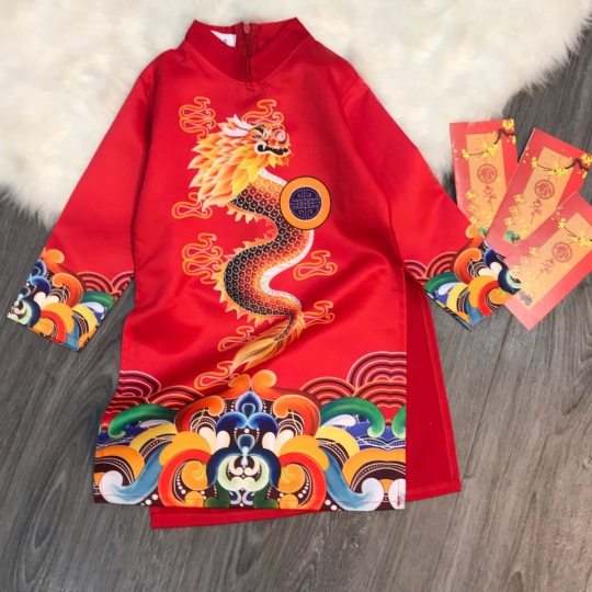 Áo Dài Họa Tiết Rồng 