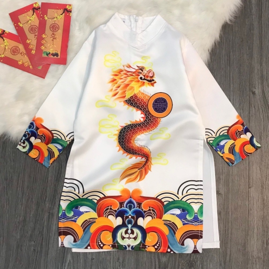 Áo Dài Họa Tiết Rồng 