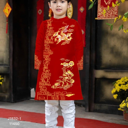 Áo Dài Ngày Tết Rồng Xanh