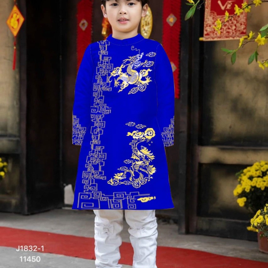 Áo Dài Ngày Tết Rồng Xanh