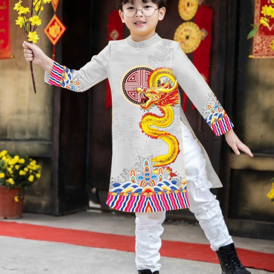 Áo Dài Ngày Xuân Rồng Vàng