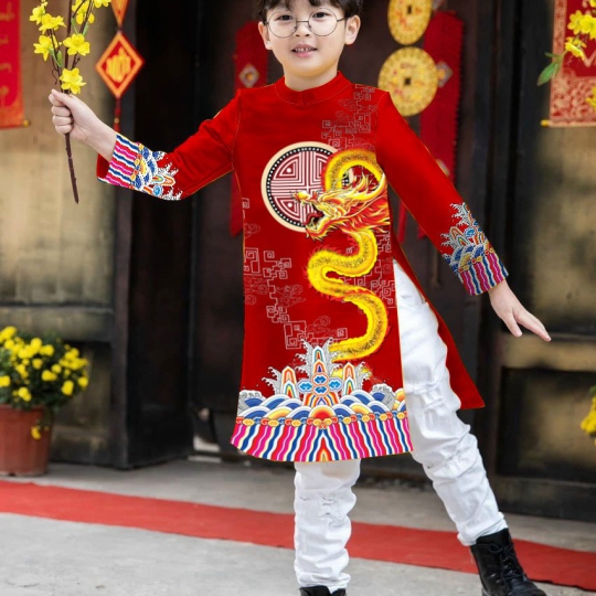 Áo Dài Ngày Xuân Rồng Vàng