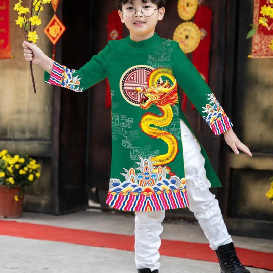 Áo Dài Ngày Xuân Rồng Vàng