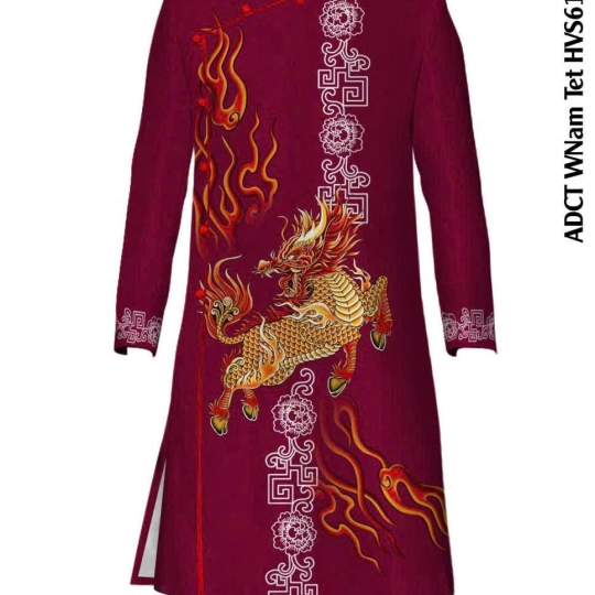 ÁO DÀI CÁCH TÂN NAM HỌA TIẾT RỒNG CAO CẤP