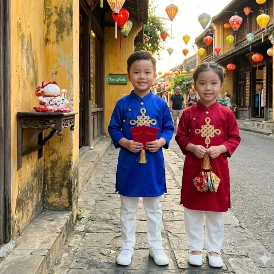 ÁO DÀI CÁCH TÂN ĐỒNG TÂM CHO BÉ