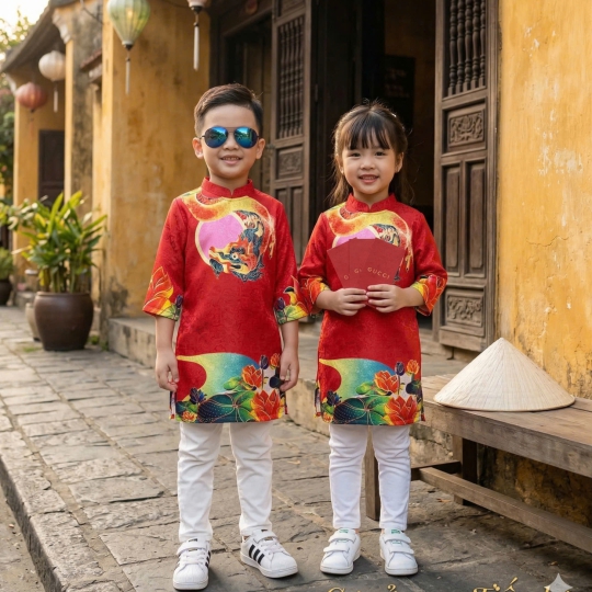 ÁO DÀI HỌA TIẾT RỒNG & HOA SEN